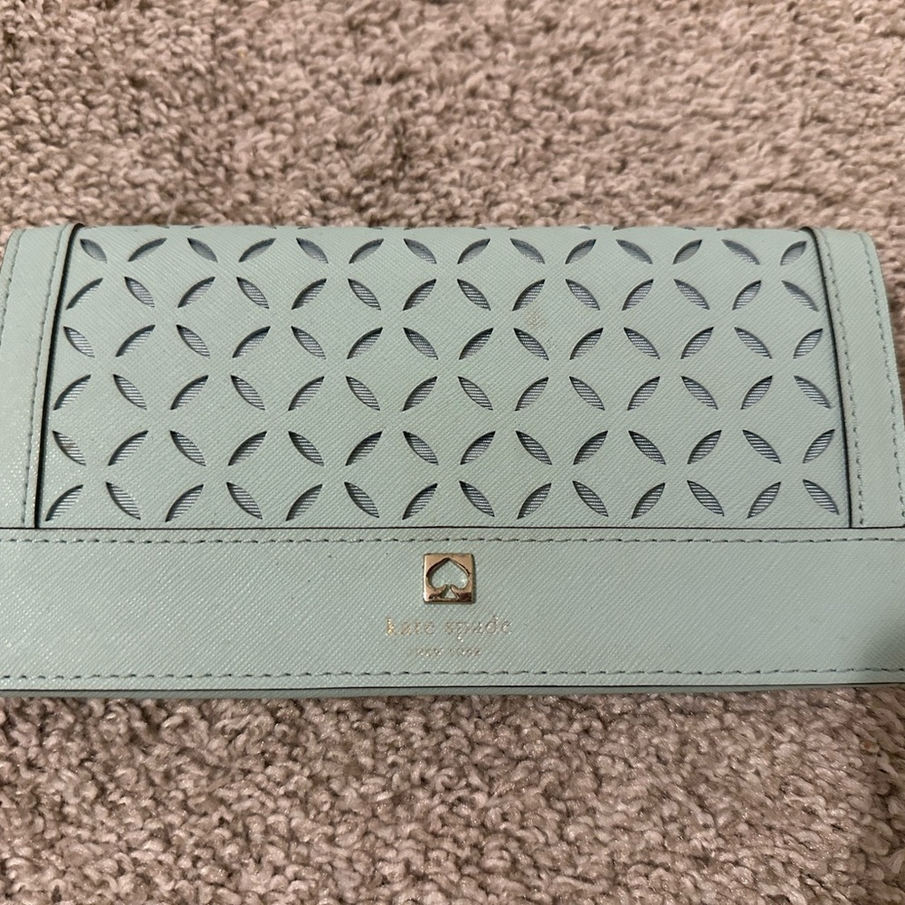 Kate Spade Blue Quilted Wallet with Gold Clasp